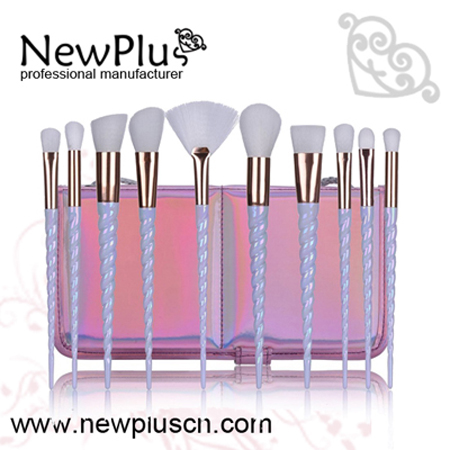 shiny makeup brush set