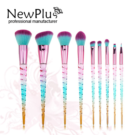 shiny metallic handle makeup brushes