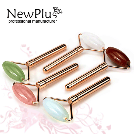 Rose quartz facial Roller w/metal handle