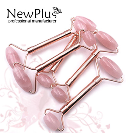 Rose quartz facial Roller w/metal handle