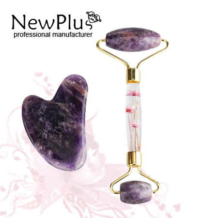 natural jade Roller with acrylic handle