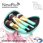 9PCS gift brush set blue handle gold ferrule