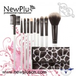 10PCS white handle black ferrule Makeup Brush Set
