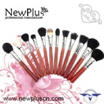 29PCS red wood handle shiny silver copper ferrule Makeup Brush Set