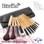 12PCS natural wood handle black ferrule Makeup Brush Set