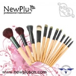 12PCS natural wood handle black ferrule Makeup Brush Set