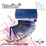 24PCS blue wood handle blue ferrule Makeup Brush Set