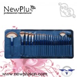 24PCS blue wood handle blue ferrule Makeup Brush Set