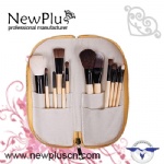 12PCS natural wood handle black ferrule Makeup Brush Set
