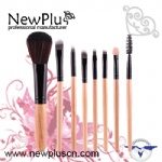 8PCS natural wood handle black ferrule Makeup Brush Set