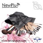 24PCS natural wood handle black ferrule Makeup Brush Set