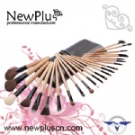 24PCS natural wood handle black ferrule Makeup Brush Set