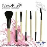 7PCS natural wood handle black ferrule Makeup Brush Set