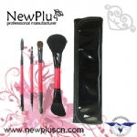 4PCS black wood handle black ferrule pink hair Makeup Brush Set