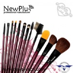 12PCS red wood handle black ferrule Makeup Brush Set