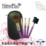 5PCS  plastic handle gold ferrule white bag Makeup Brush Set