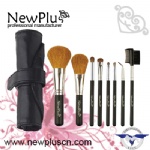 8PCS brown wood handle gold ferrule Makeup Brush Set