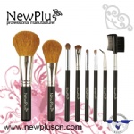 8PCS brown wood handle gold ferrule Makeup Brush Set