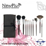 10PCS red wood handle silver ferrule Makeup Brush Set