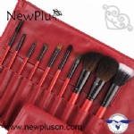 12PCS black wood handle pink ferrule Makeup Brush Set