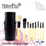 9PCS natural handle black ferrule black drum Makeup Brush Set