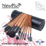 15PCS red wood handle black ferrule black drum Makeup Brush Set