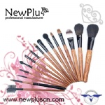 15PCS red wood handle black ferrule black drum Makeup Brush Set