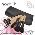 12PCS natural wood handle black ferrule black drum Makeup Brush Set