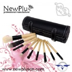 9PCS natural wood handle black ferrule black drum Makeup Brush Set