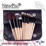 12CS natural wood handle black ferrule black drum Makeup Brush Set