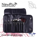 12CS natural wood handle black ferrule black drum Makeup Brush Set