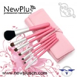 7PCS double end color wood handle silver  ferrule makeup Brush Set