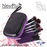 12PCS purple wood handle black ferrule Makeup Brush Set