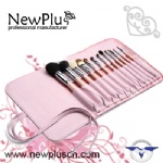 12PCS pink wood handle silver ferrule Makeup Brush Set