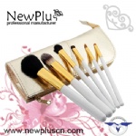 6PCS white wood handle gold ferrule Makeup Brush Set