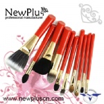 10PCS red handle black ferrule makeup Brush Set