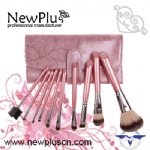 10PCS pink handle silver ferrule makeup Brush Set